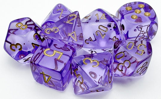 Lab Dice- Translucent- Lavender/Gold
