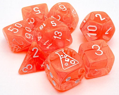 Lab Dice- Translucent- Neon Orange/White