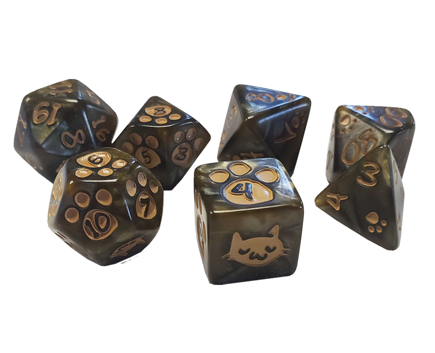 Kitten Dice Set- Brown