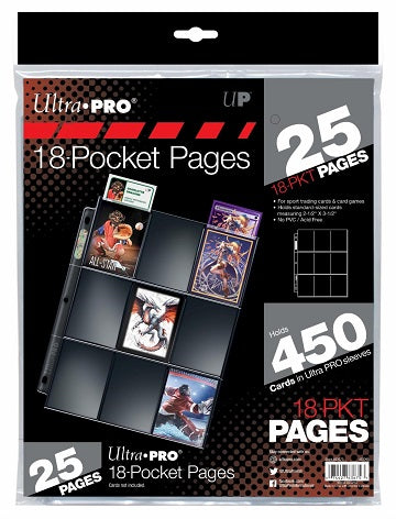 Ultrapro - 18 Pocket Binder Pages Top Loading 25 pack
